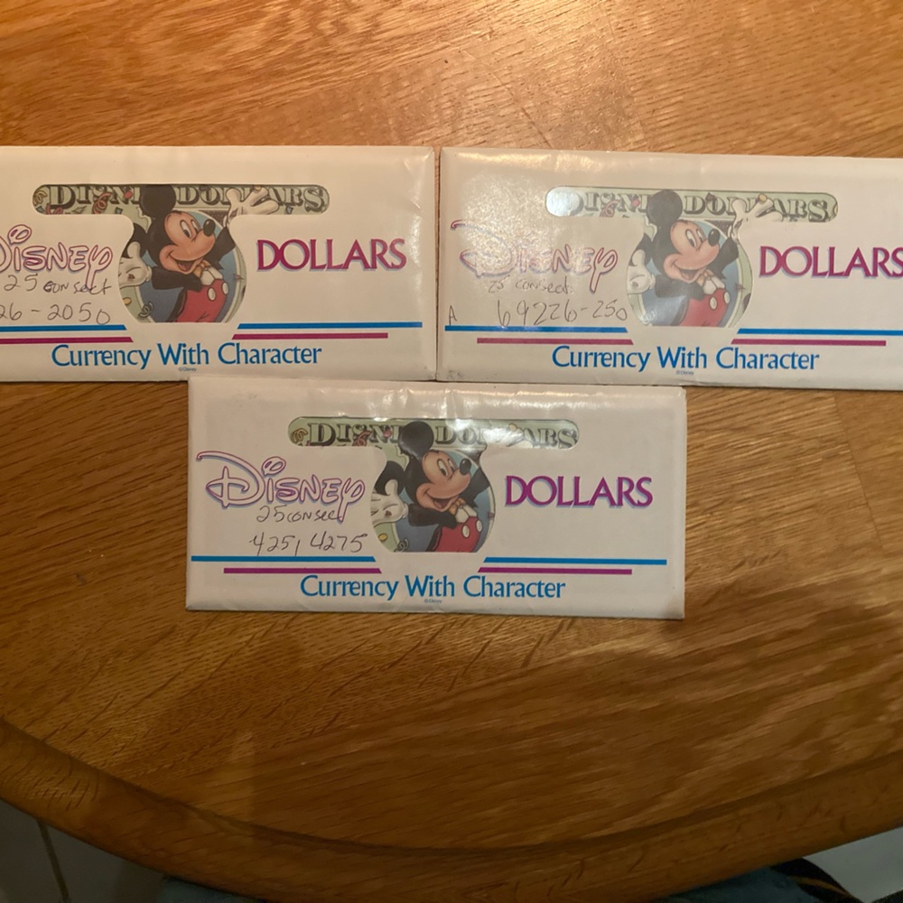 3 Consecutive Mint Disney Dollars 2000 Tuxedo $1.00 Mickey Mouse-Epcot A Series - Picture 3 of 6